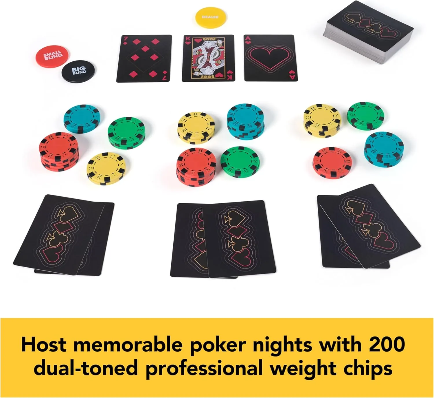 Spin Master Games, Cardinal Legacy Deluxe 200-Piece Poker Set, Premium Dual-Toned Poker Chips in Wooden Storage Case, 2-10 Players, for Ages 10 & Up