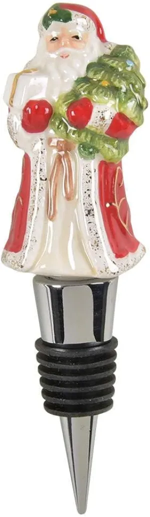 Spode Christmas Tree Santa Figural Bottle Stopper - Beverage & Wine Stopper, Ideal Christmas Home Décor, Holiday Wine Tools & Xmas Gift for Wine Lovers - Decorative & Reusable Bottle Stopper
