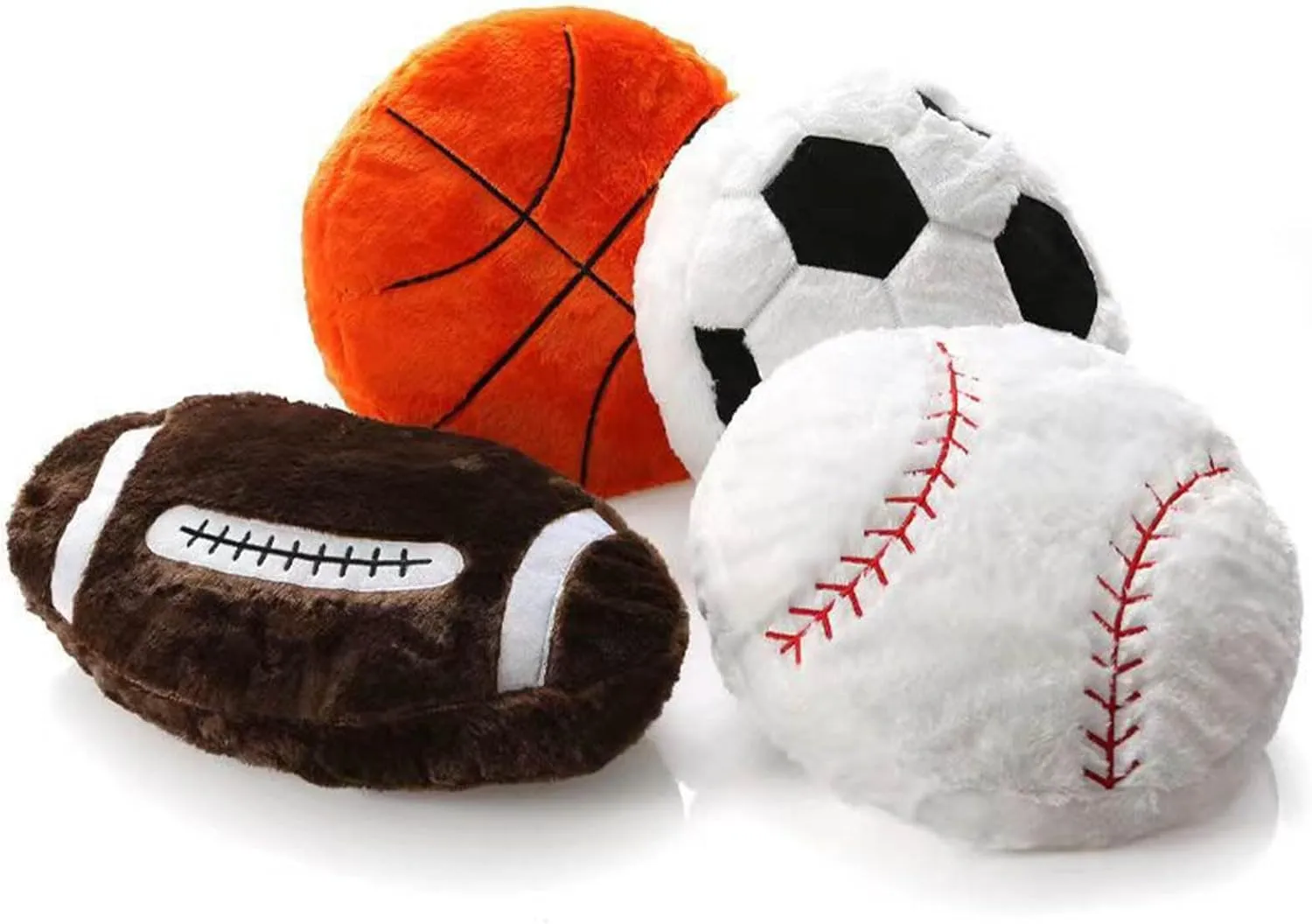 Sports Throw Pillows Stuffed Soccer Pillow Soft Stuffed Basketball Pillows Baseball Soft Throw Pillow Football Shaped Plush Toy Sport Cushion Wiggle Seat Cushion (D, One Size)