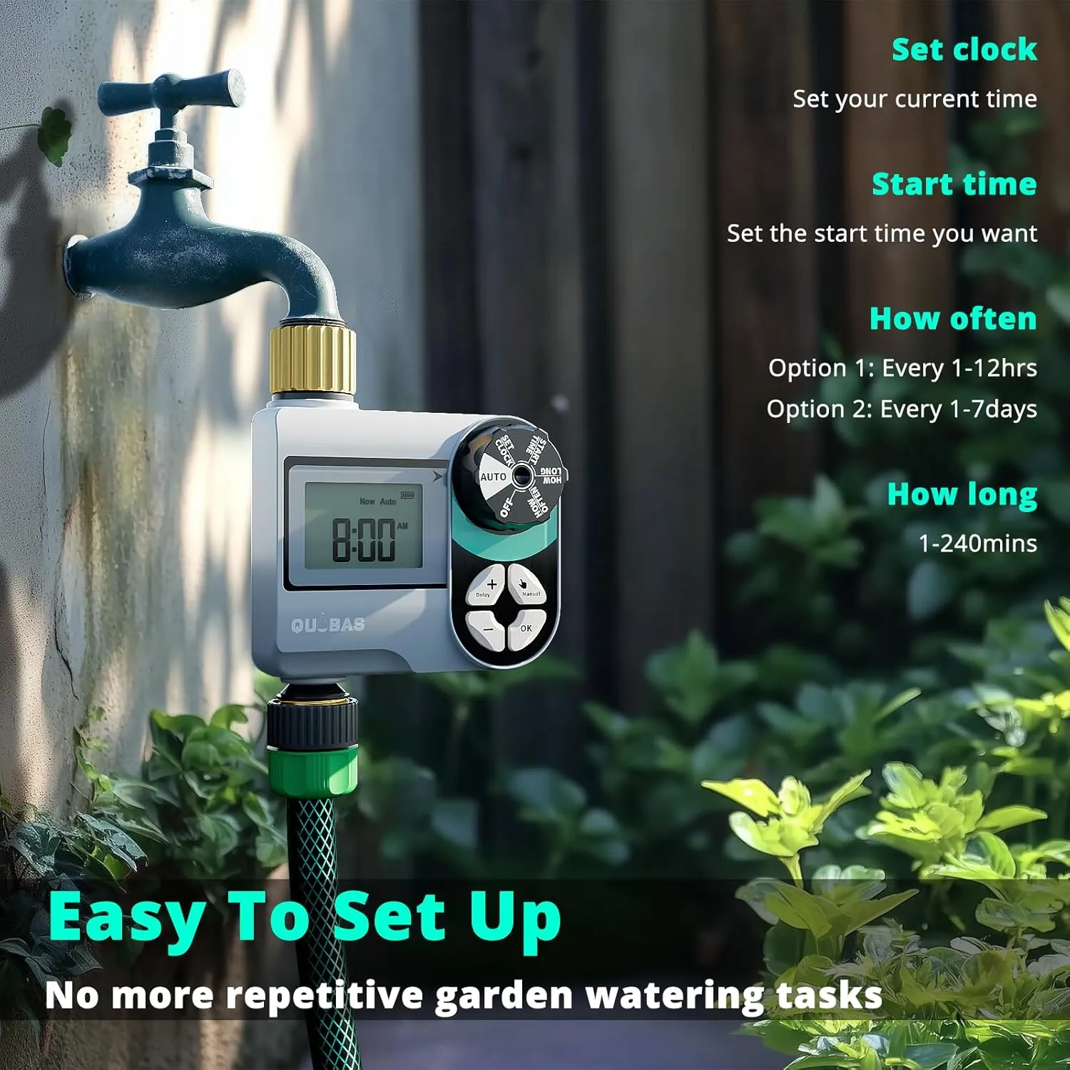 Sprinkler Timer, Programmable Hose Timers with Brass Inlet & Outlet, Water Timer for Garden Hose with Rain Delay/Automatic/Manual Watering System, Digital Drip Irrigation Timers for Yard, Lawn