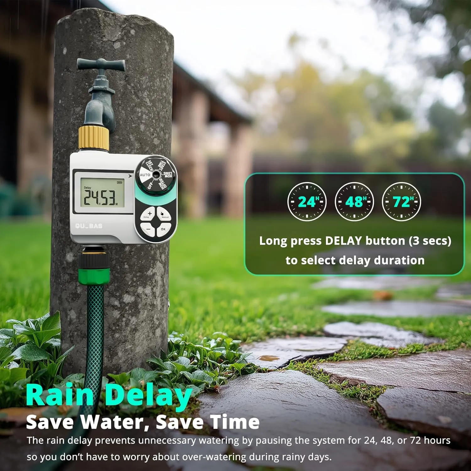 Sprinkler Timer, Programmable Hose Timers with Brass Inlet & Outlet, Water Timer for Garden Hose with Rain Delay/Automatic/Manual Watering System, Digital Drip Irrigation Timers for Yard, Lawn