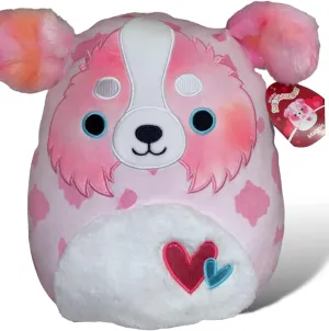Squishmallows Official Kellytoy 14 Inch Magnis Australian Shepard Dog Pink Plush with White Fuzzy Belly and Fluffy Fuzzy Pink Ears - 2023 Valentine’s Squad Stuffed Animal Toy Pet