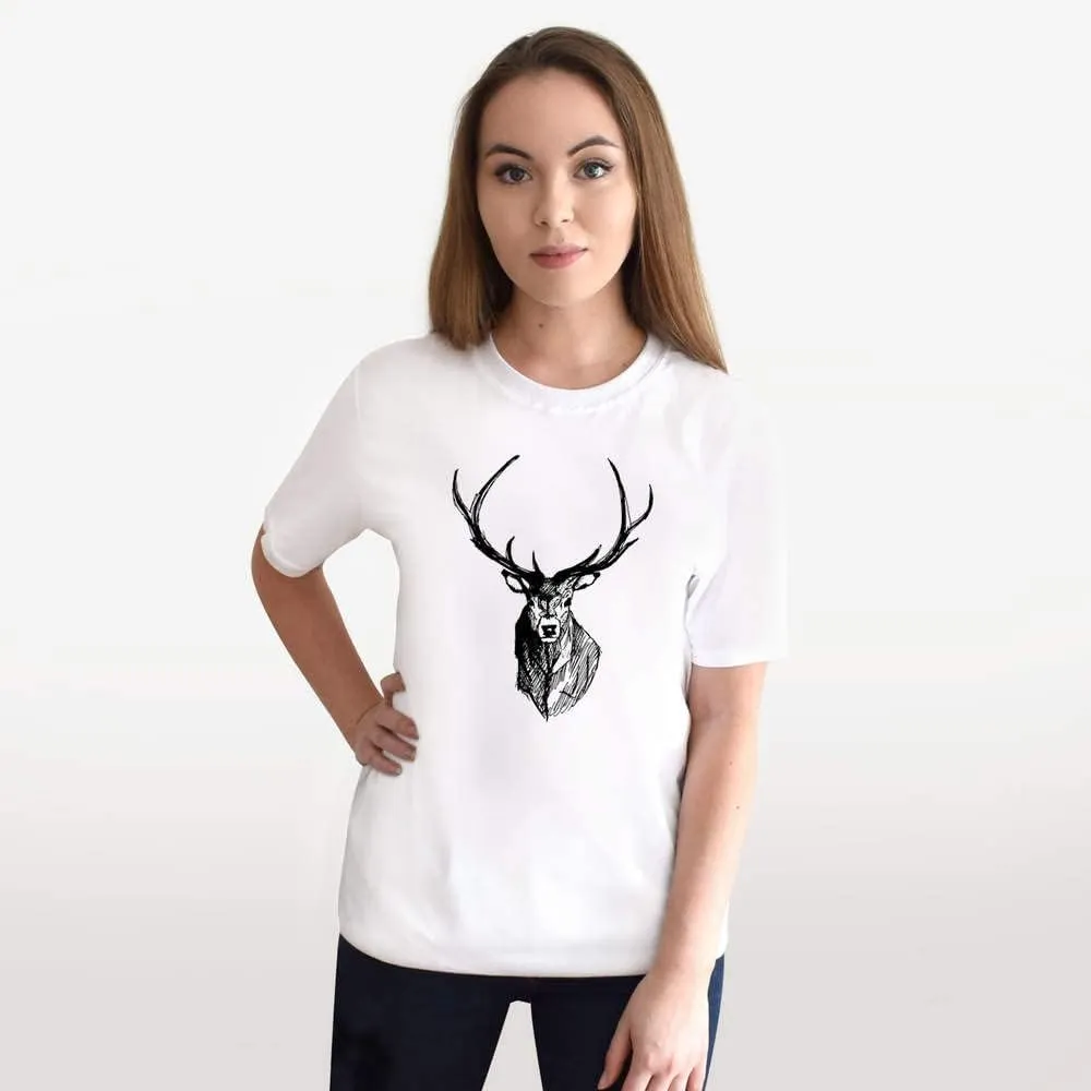 'Stag Head' Unisex T-Shirt - 100% Cotton (S-XXL) (TA010005)