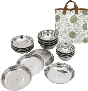 Stainless Steel Plates and Bowls Tableware Bowl Plate Kit Dinnerware Camping