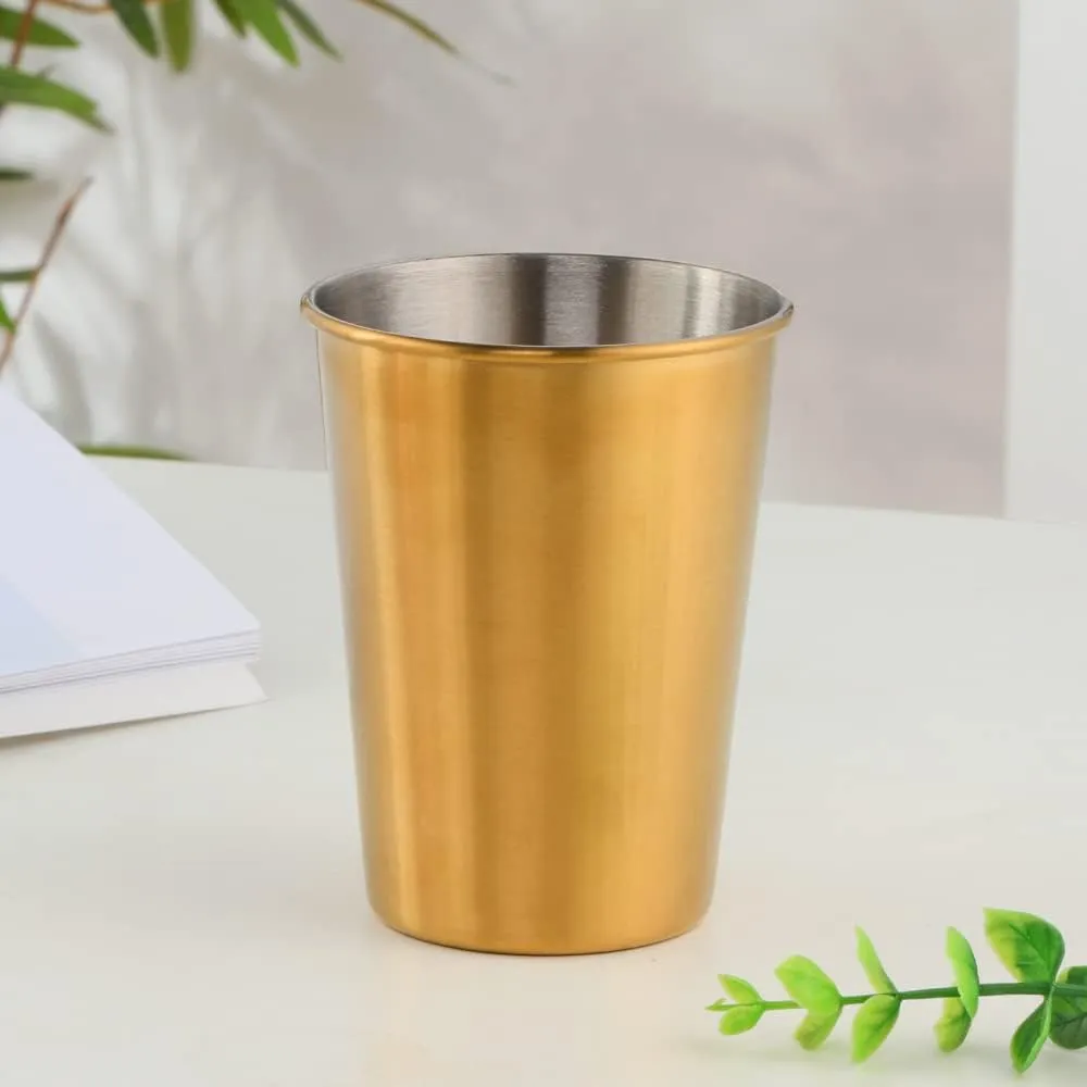 Stainless Steel Reusable Drinking Cup, Eco-friendly Stackable Metal Tumblers, Unbreakable and Druable Flatware, 12 Oz(350ml), Set of 6, Silver
