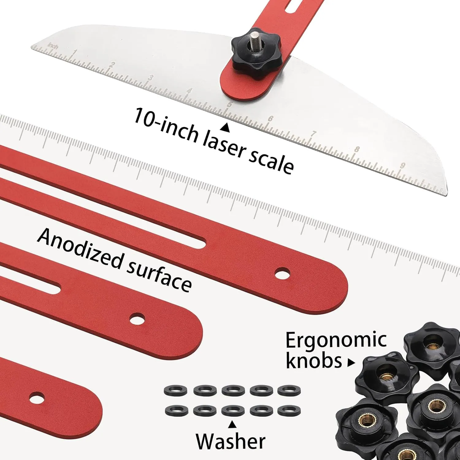 Stair Tread Template Tool with Portable Storage Bag, Stair Tread Shelf Layout Measuring Self Scribe Tool Set for Riser Partitions Self Cutting Drywall (Red) by FEITON