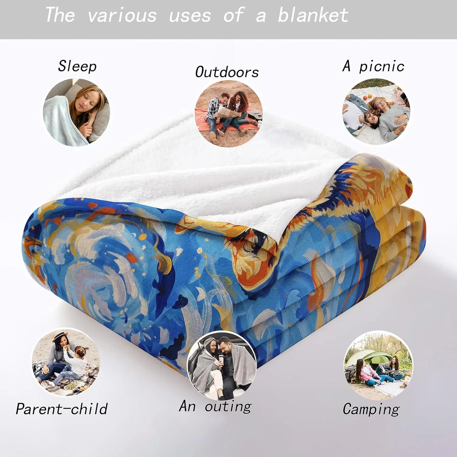Starry Night Corgi Throw Blanket - Soft, Cozy, Lightweight, and Warm Plush Flannel Perfect for Couch, Office, and Travel - Fluffy, Fuzzy Decorative Blanket for Home 50×60 Inch