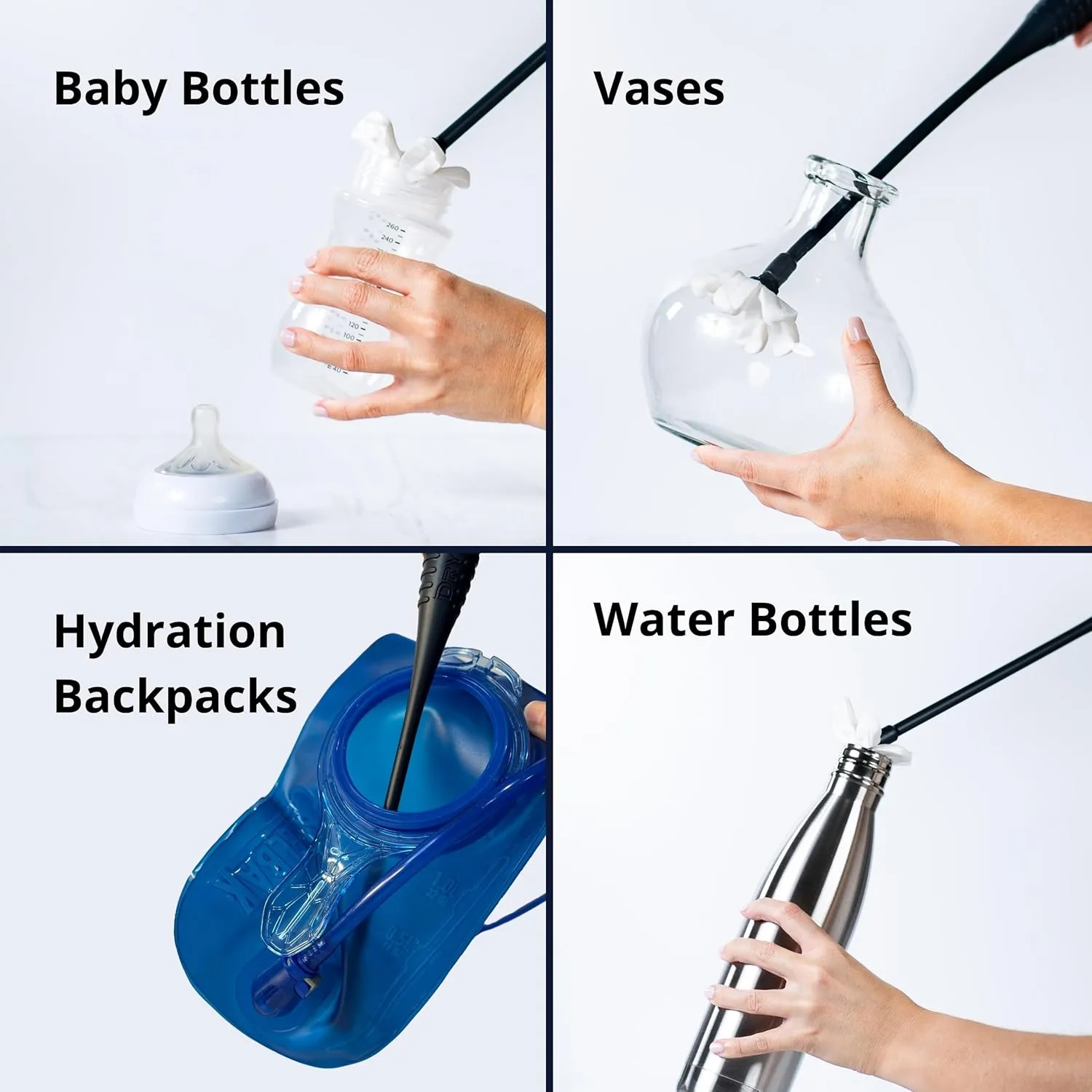 Starter Kit - Dries The Inside of Narrow Containers - Bottles, Vases, Decanters, Wine Glasses, Hydration Bladders - Reusable