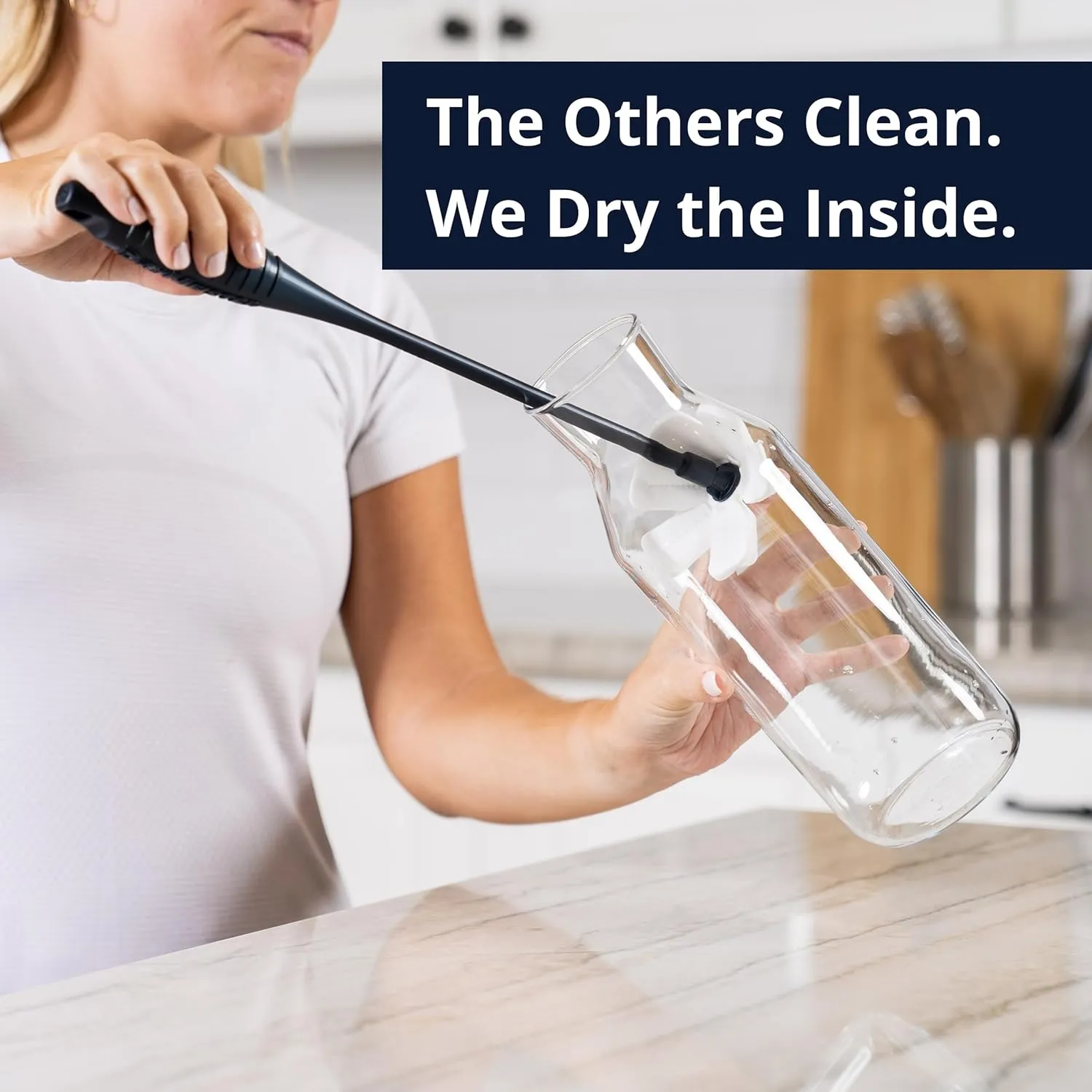 Starter Kit - Dries The Inside of Narrow Containers - Bottles, Vases, Decanters, Wine Glasses, Hydration Bladders - Reusable