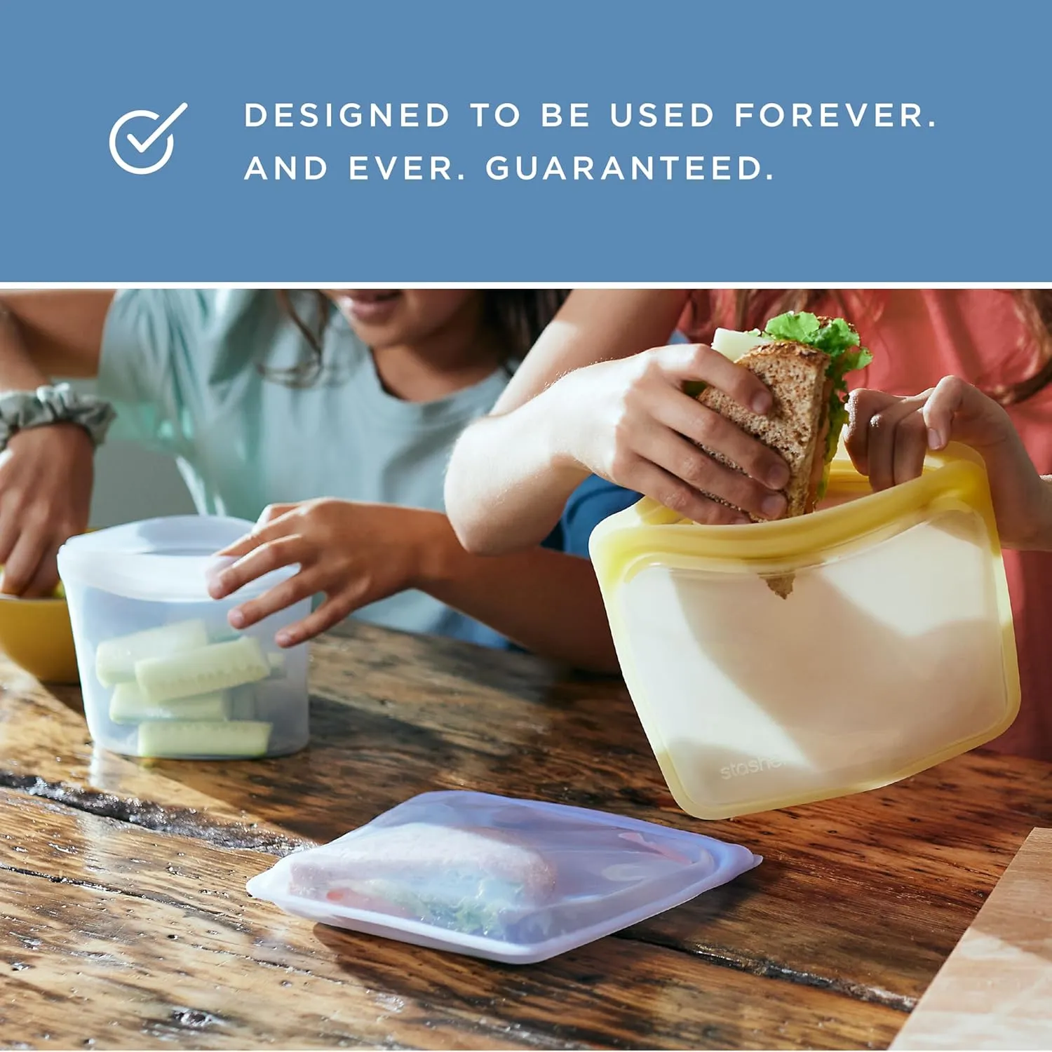 Stasher Premium Silicone Reusable Food Storage Stand-Up Mid Bag, Clear, Microwave, Sous Vide, Dishwasher, Oven and Freezer Safe, BPA Free, Leak-free, Eco-friendly, 56 Oz