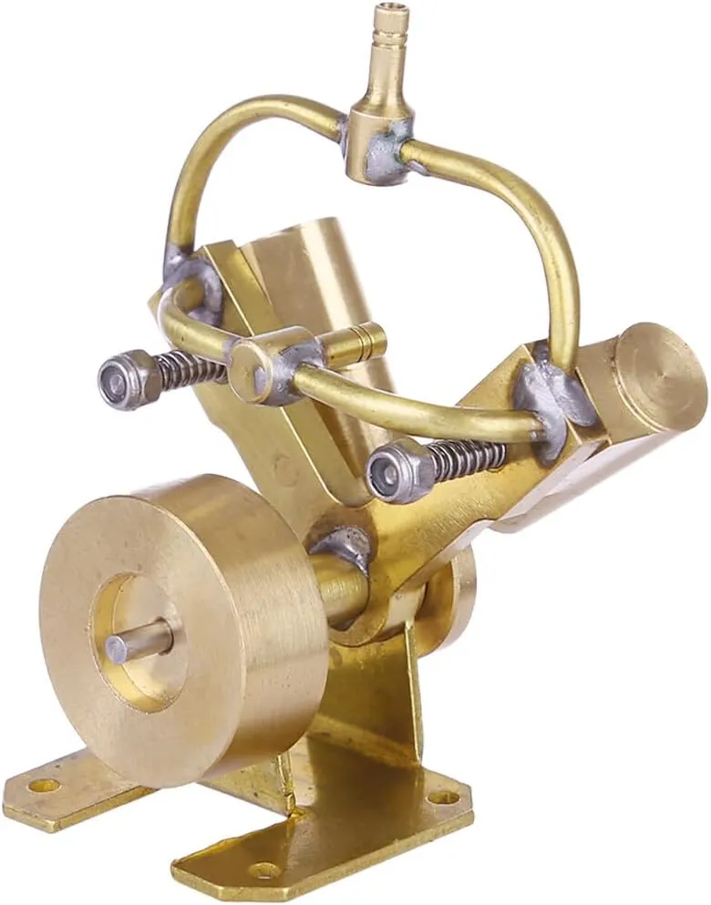 Steam Engine Model Kit, Mini V-Shape Pure Copper Double Cylinder Steam Engine Model Toy Creative Gift