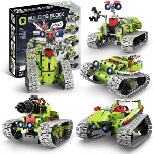 STEM 5-in-1 Robot Kit with Remote Control, 705  Pieces Engineering Building Toys for Boys, Coding Science Gifts for Kids & Teens