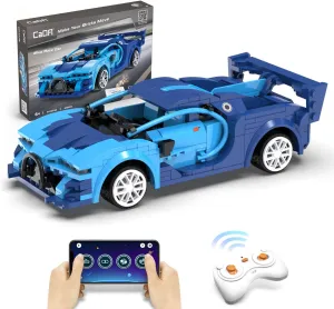 STEM Building Toys for 6 8 9 10  Year Old Boys, Remote Control Car Blocks Kits with Programmable APP, Sports RC Building Toys, 295 Pcs Model Car Birthday for Kids Age 8 … (Navy Blue)