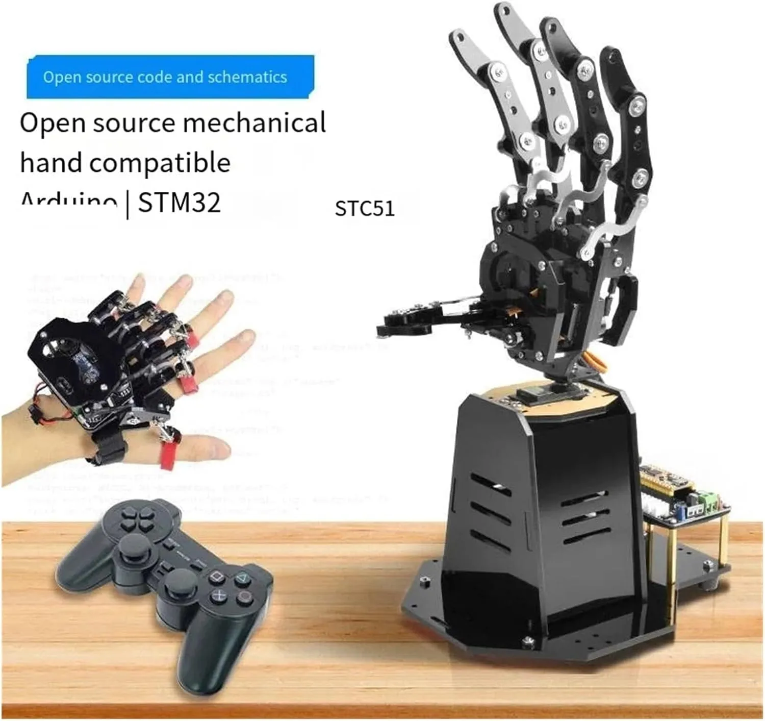 STEM Kit Bionic Robot Palm Hand for Ar-duino/STM-32 Set Programmable, Robot Open Source Five-Hand Educational Kit with Handle(STM-32 Set)