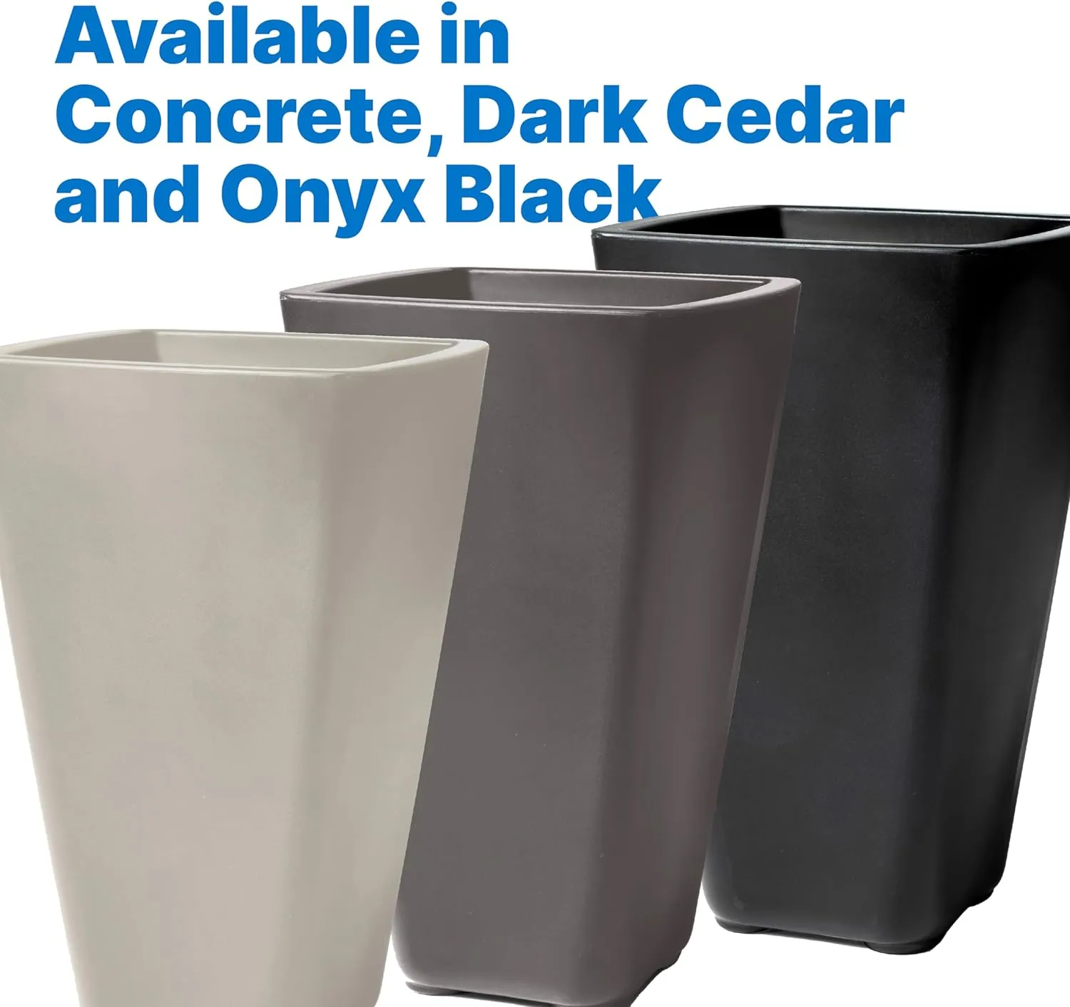 Step2 Bridgeview Tall Square Planter, Large Planters for Outdoor Plants, Gardening and Flower Pot for Patio or Porch, Efficient Drainage, Durable Plastic, Onyx Black, 2-Pack