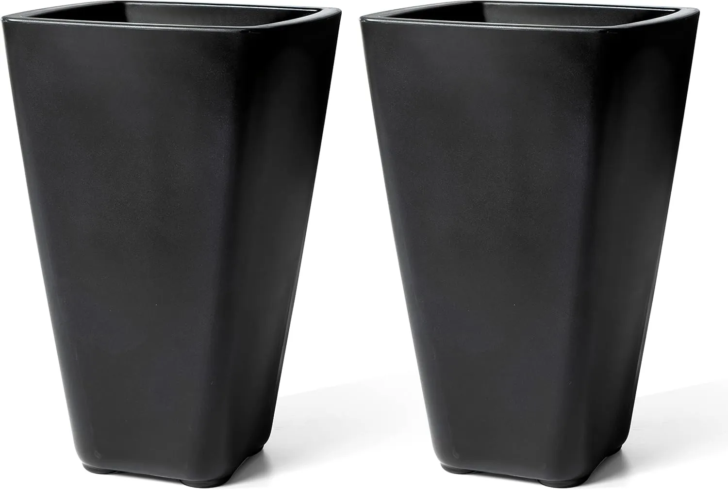 Step2 Bridgeview Tall Square Planter, Large Planters for Outdoor Plants, Gardening and Flower Pot for Patio or Porch, Efficient Drainage, Durable Plastic, Onyx Black, 2-Pack