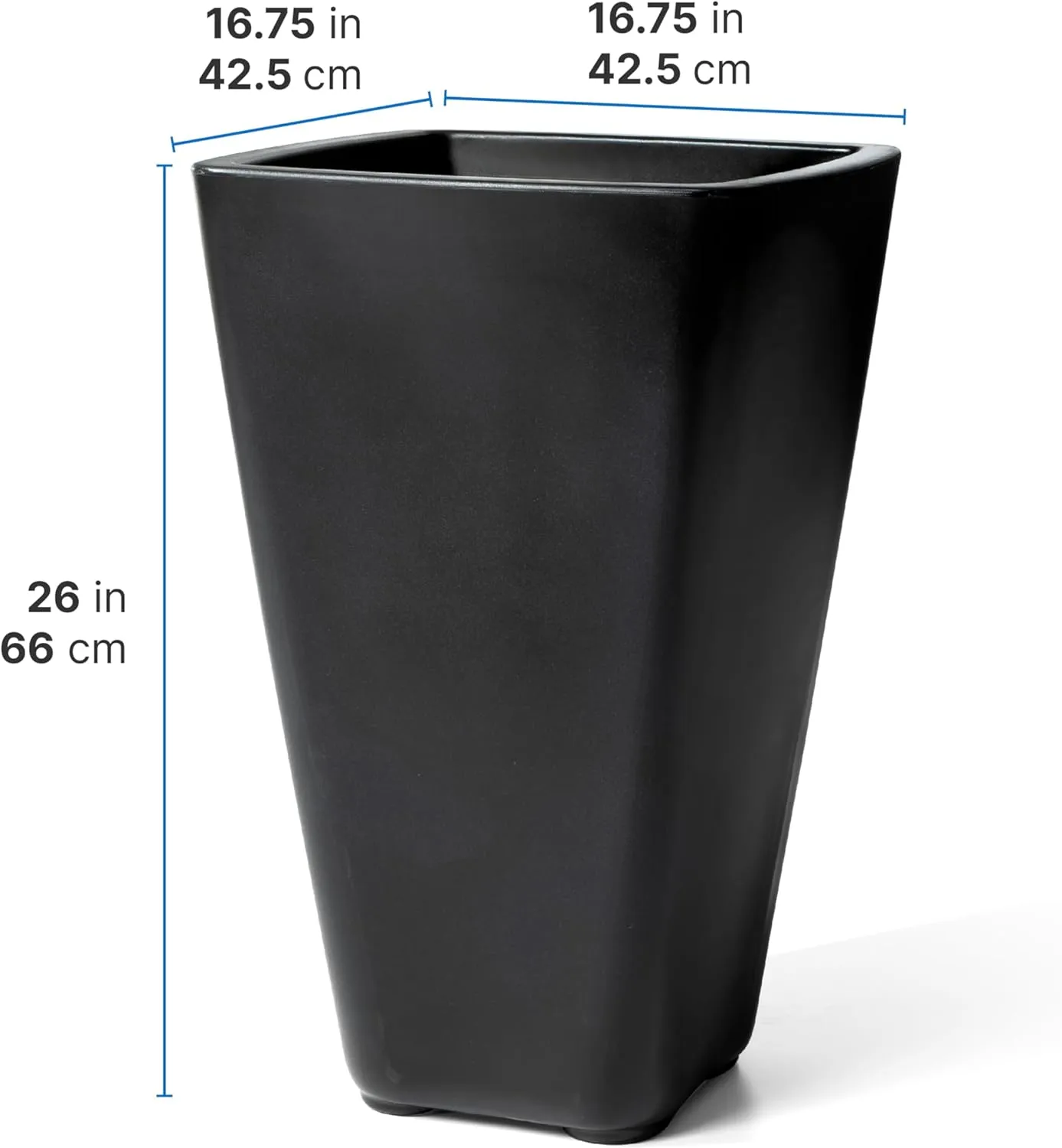 Step2 Bridgeview Tall Square Planter, Large Planters for Outdoor Plants, Gardening and Flower Pot for Patio or Porch, Efficient Drainage, Durable Plastic, Onyx Black, 2-Pack