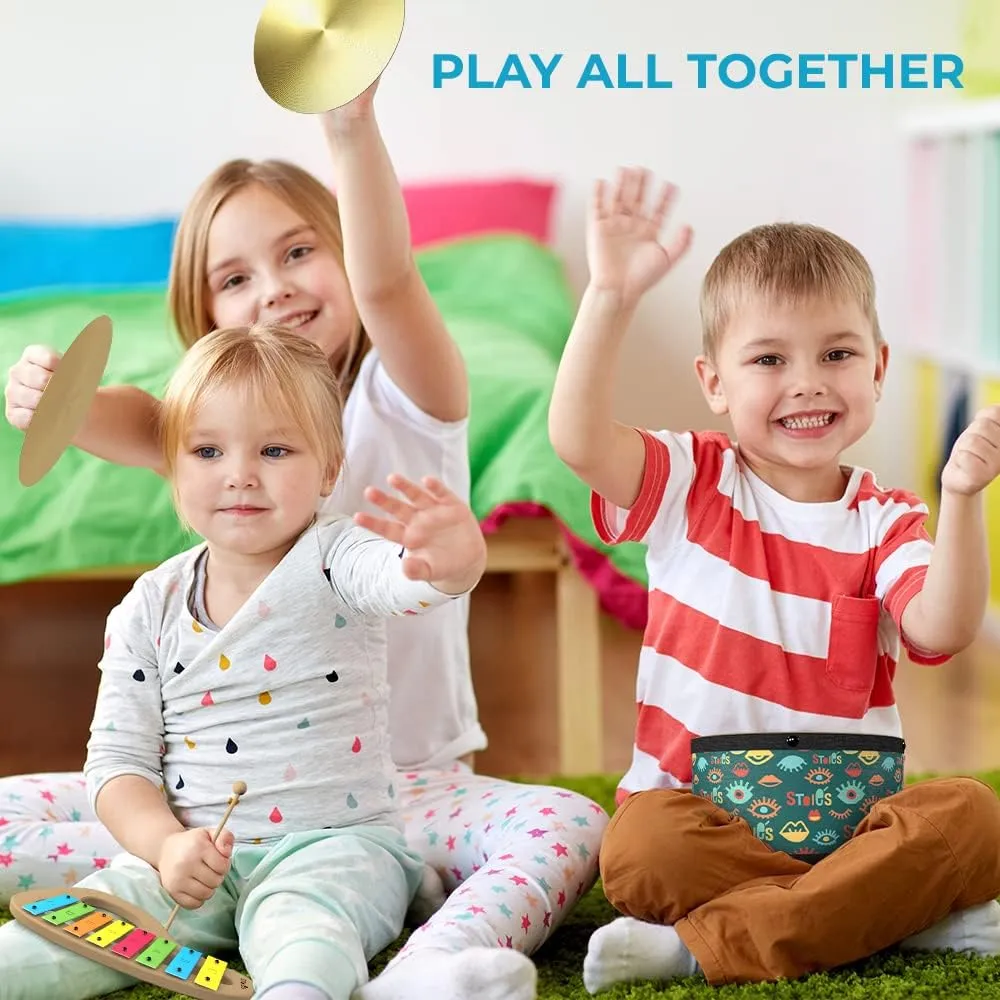 Stoie’s Percussion Toddler Musical Instruments, Montessori Wooden Set of Musical Instruments for Kids Ages 3-5, 5-9, 9-12- Baby Musical Toys with Baby Xylophone, Kids Mini Band Musical Instruments