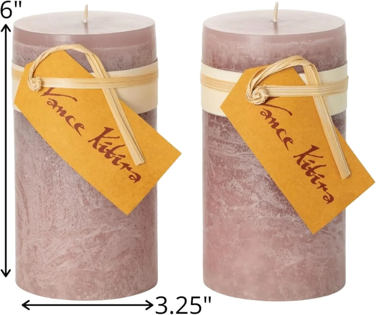 Sullivans Vance Kitira Pillar Candles Set of 2, 6-Inch Mauve Candle Sets, Clean-Burning, Environmental-Friendly, Unscented, Hand-Poured Wax Candles, Home Décor (CT246RMVKIT)