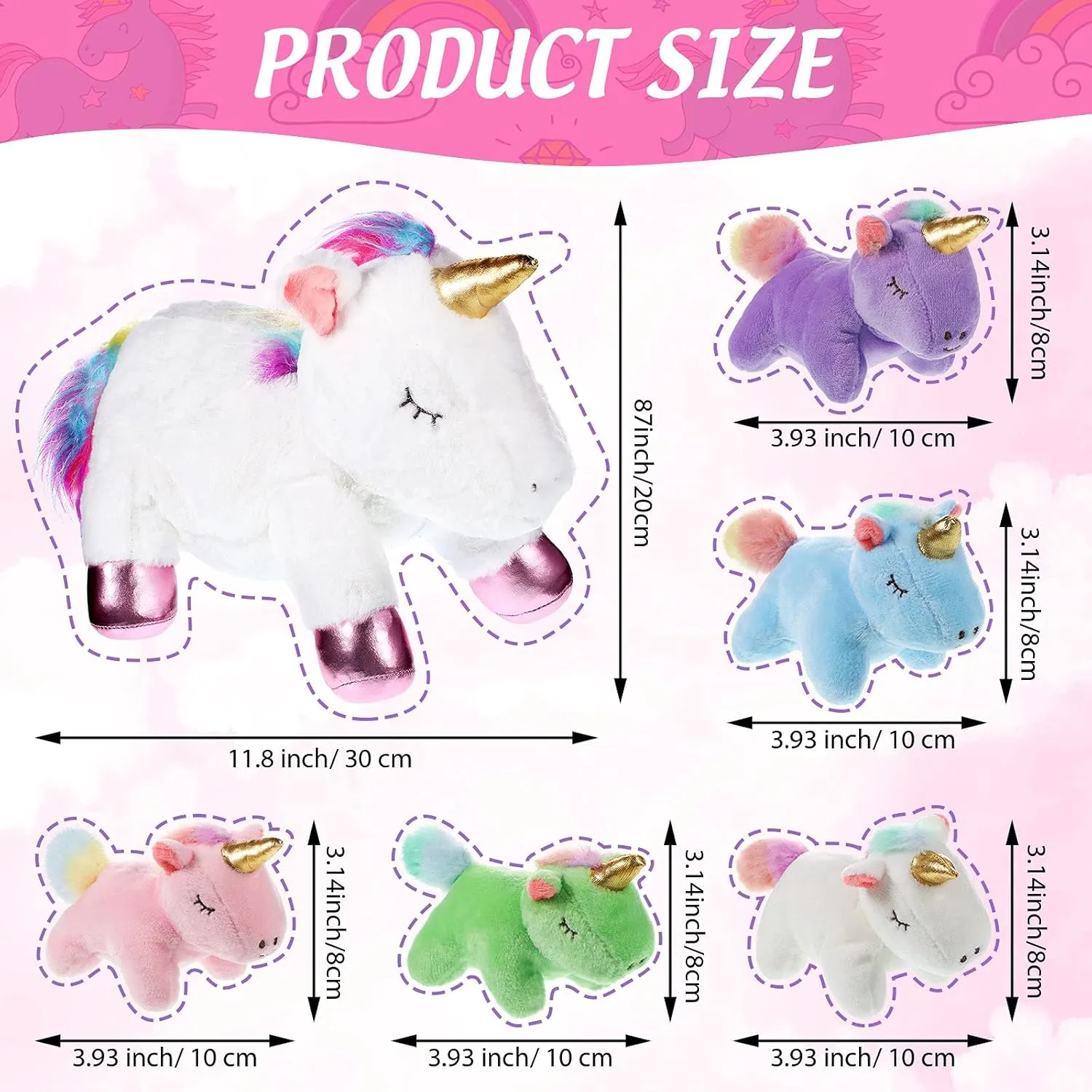 Sumind Rainbow Unicorn Mommy Stuffed Animal with 5 Cute Baby Unicorns in Her Tummy Plush Toy for Mama Girls Baby Toddler Kids 3 4 5 6 7 8  YearChristmas Birthday Gifts(Chic Style,White)