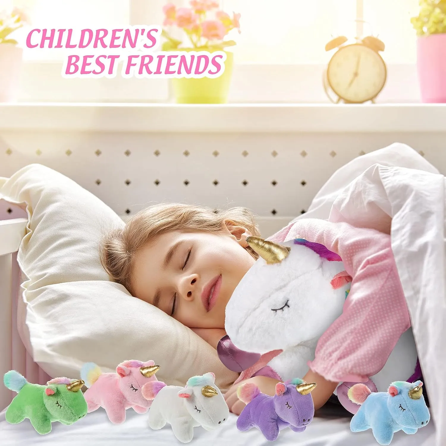 Sumind Rainbow Unicorn Mommy Stuffed Animal with 5 Cute Baby Unicorns in Her Tummy Plush Toy for Mama Girls Baby Toddler Kids 3 4 5 6 7 8  YearChristmas Birthday Gifts(Chic Style,White)