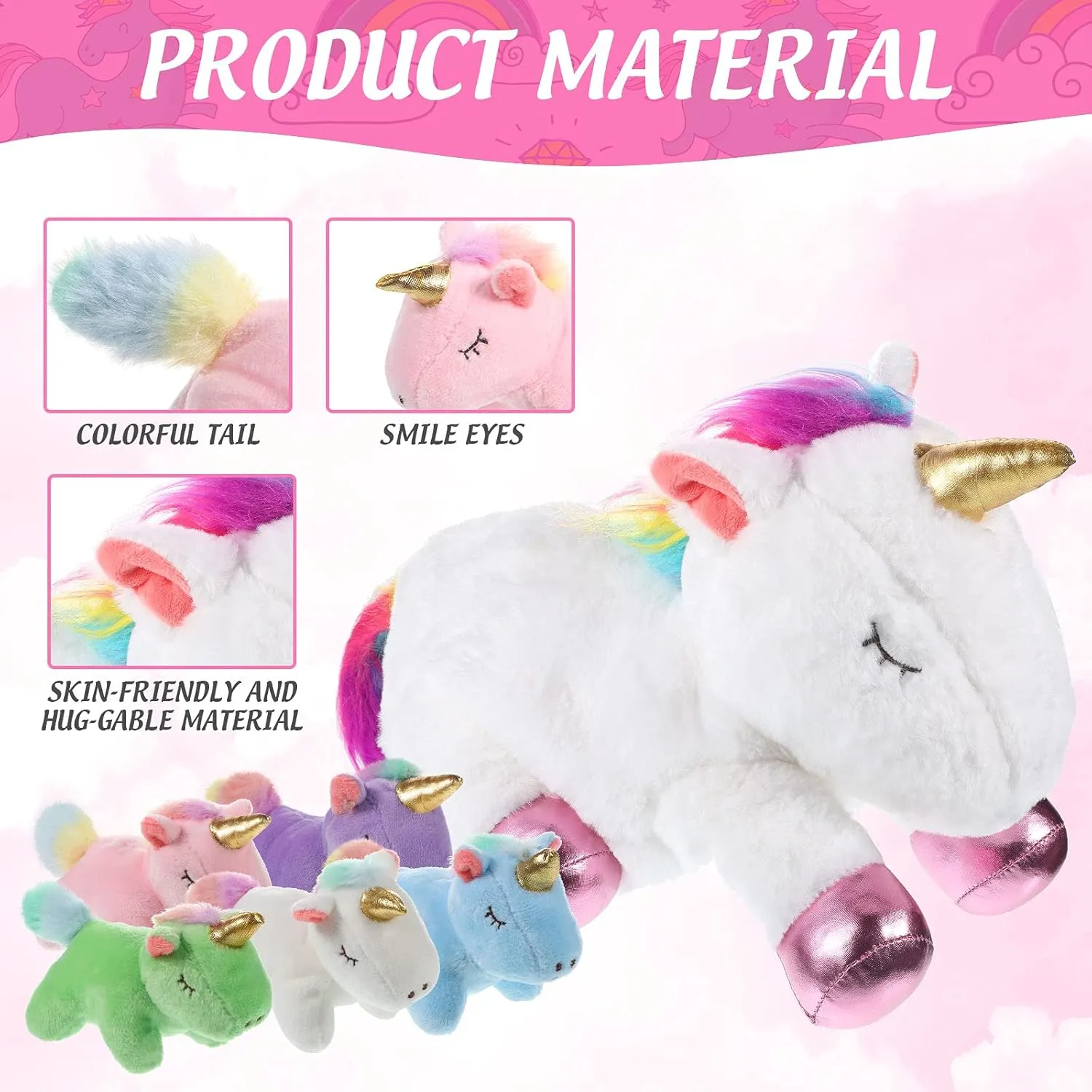 Sumind Rainbow Unicorn Mommy Stuffed Animal with 5 Cute Baby Unicorns in Her Tummy Plush Toy for Mama Girls Baby Toddler Kids 3 4 5 6 7 8  YearChristmas Birthday Gifts(Chic Style,White)
