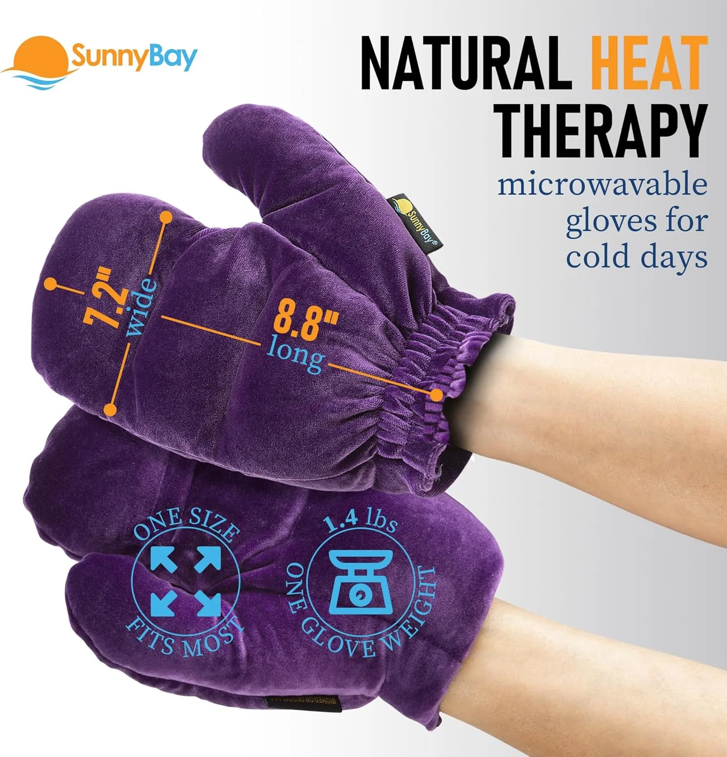 SunnyBay Microwavable Heated Gloves for Women and Men, Weighted Arthritis Gloves for Women for Pain, Stay-on Wrist Elastic and Bulk-Free Grip for Maximum Functionality, Pair (Small, Purple)