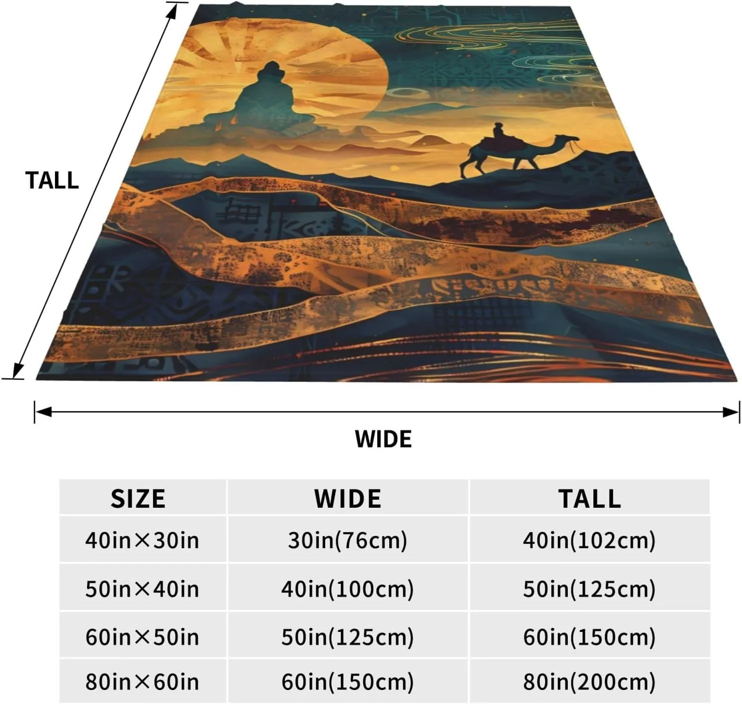 Sunset Desert Journey for Fleece Throw Blanket 80"X60" Reversible Plush Fluffy Lattice Flannel Blankets for Sofa Couch Bed