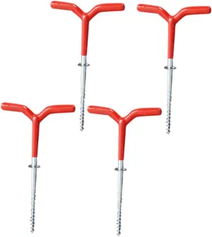 SUPVOX Metal Nail Ice Fishing Tent Stakes 4pcs Portable Tent Pegs Camping Stake for Outdoor Rubber Tips for Stability