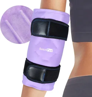 SuzziPad Elbow Ice Pack Wrap – Wearable Cold Compression Sleeve for Elbow & Forearm, Reusable Ice Pack for Tennis & Golf Recovery, Purple