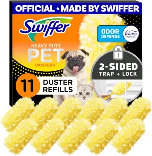 Swiffer Pet Heavy Duty Dusters Refills, Multisurface 360 Dusters with Febreze Odor Defense, 11 Count