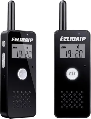 T-M16 Small Walkie Talkies,Portable Two Way Radio with Earpiece & Mic Set Headsets,VOX Hands Free for Restaurants,Hotel,Sports & Outdoor Activities,Hospitals,Tourism,Black 2 Pack