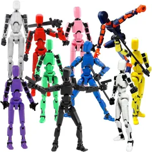 T13 Action Figure Set, 10PCS Robot 3D Printed Toys Lucky Titan 13 Action Figure with Multiple Accessories, Dummy 13 Multi-Jointed Movable, Gifts for Boys and Girls (Assembly Completed)