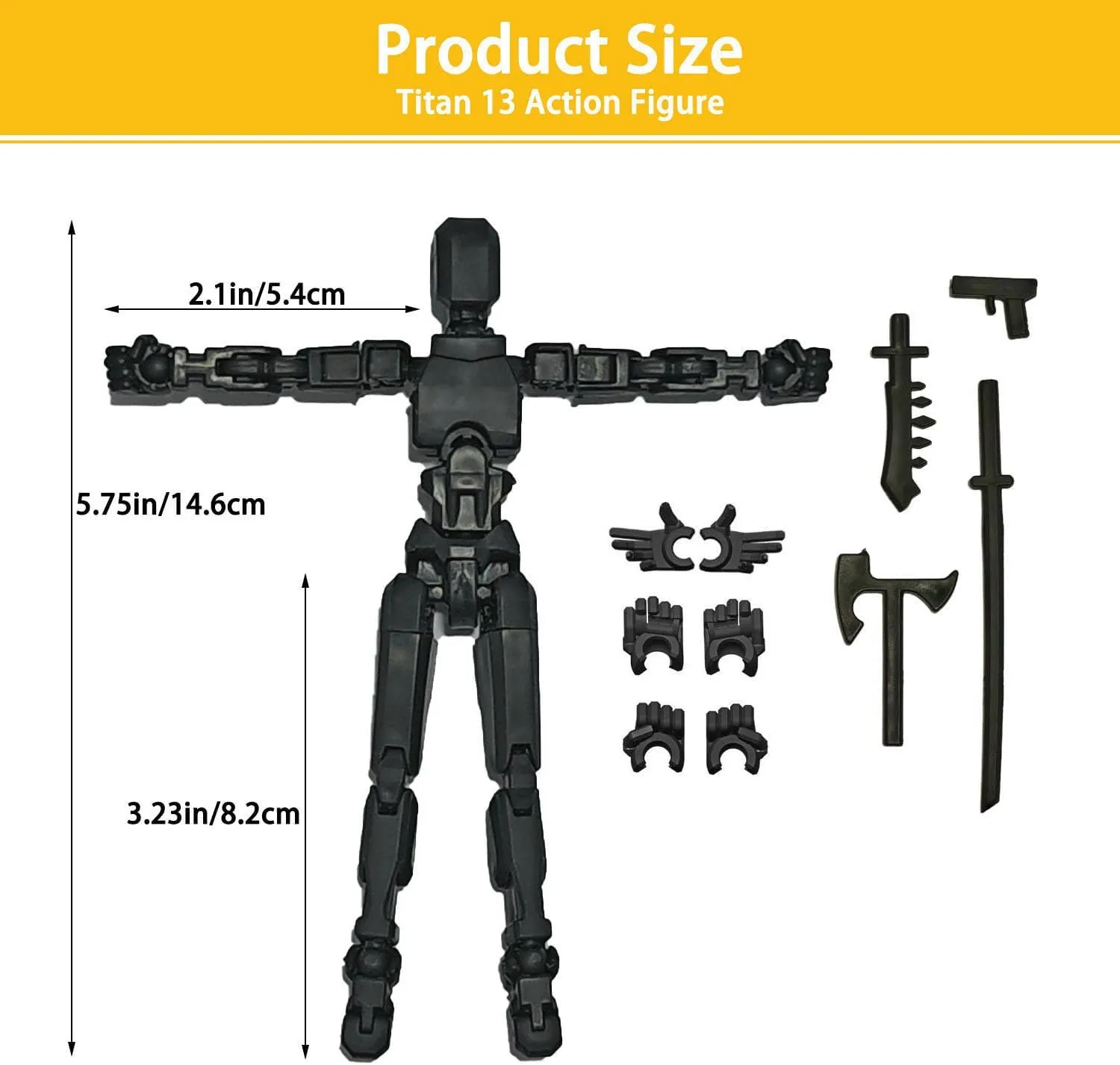 T13 Action Figure Set, 10PCS Robot 3D Printed Toys Lucky Titan 13 Action Figure with Multiple Accessories, Dummy 13 Multi-Jointed Movable, Gifts for Boys and Girls (Assembly Completed)