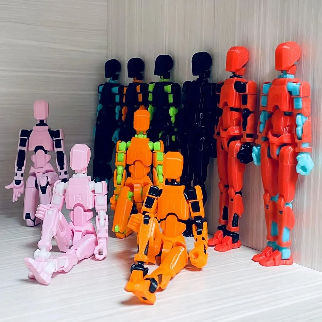 T13 Action Figures Set (Assembly Completed) Dummy 13 Titan 13 Robot Action Figure 3D Printed Robo Multi-Jointed Movable Action Figure Toy with Full Articulation (Black   Green Figure   Dog)
