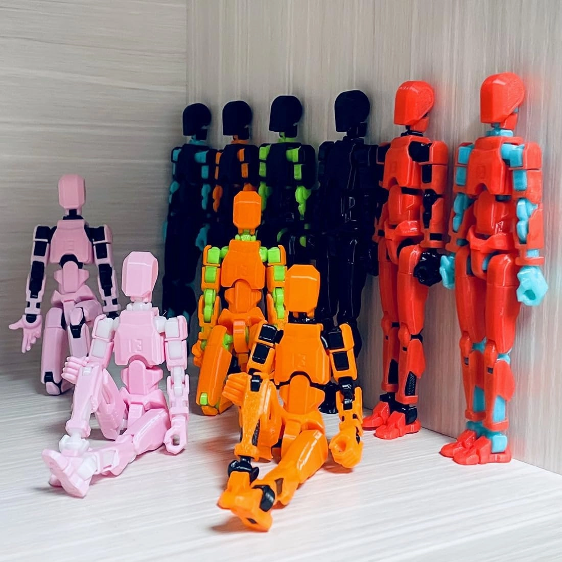 T13 Action Figures Set (Assembly Completed) Dummy 13 Titan 13 Robot Action Figure 3D Printed Robo Multi-Jointed Movable Action Figure Toy with Full Articulation (Black Blue Figure   Dog)