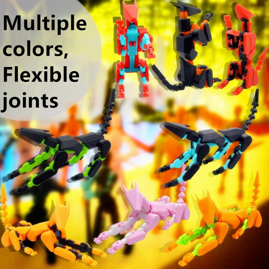 T13 Action Figures Set (Assembly Completed) Dummy 13 Titan 13 Robot Action Figure 3D Printed Robo Multi-Jointed Movable Action Figure Toy with Full Articulation (Black Blue Figure   Dog)