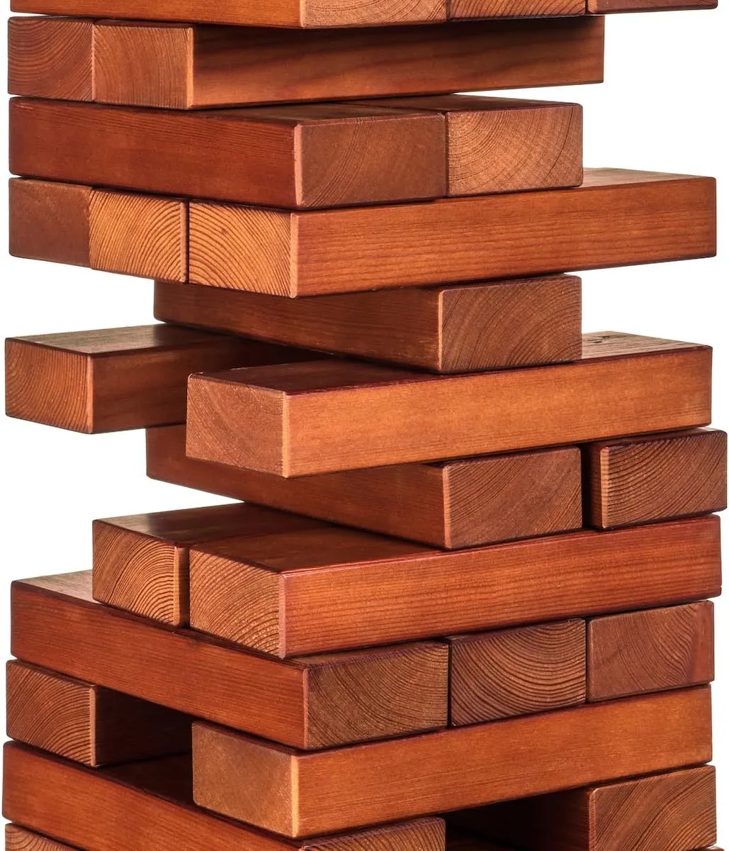 Tailgating Pros Premium Giant Toppling Timbers with Natural Wooden Crate – Jumbo Outdoor Yard Game, Tower Grows to Over 5 Feet! – Optional Tipsy Stickers Available