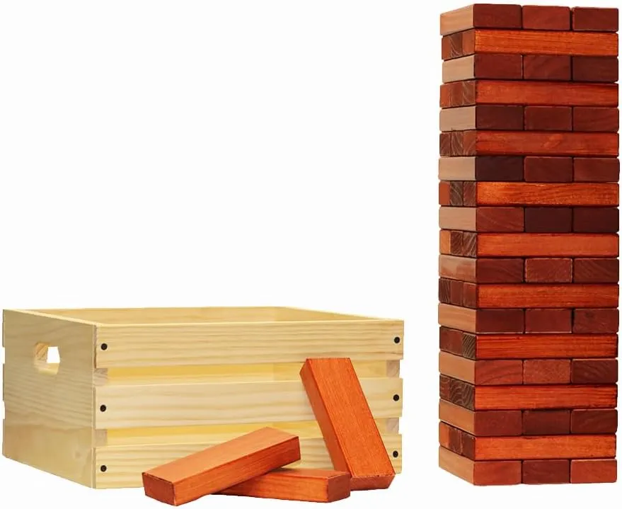 Tailgating Pros Premium Giant Toppling Timbers with Natural Wooden Crate – Jumbo Outdoor Yard Game, Tower Grows to Over 5 Feet! – Optional Tipsy Stickers Available