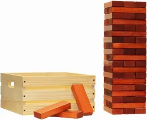 Tailgating Pros Premium Giant Toppling Timbers with Natural Wooden Crate – Jumbo Outdoor Yard Game, Tower Grows to Over 5 Feet! – Optional Tipsy Stickers Available