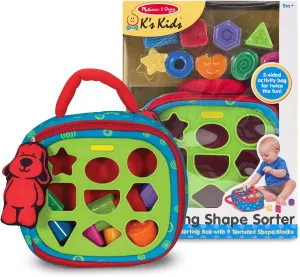 Take-Along Shape-Sorter: Developmental Play Set & 1 Melissa & Doug Scratch Art Mini-Pad Bundle (09185)