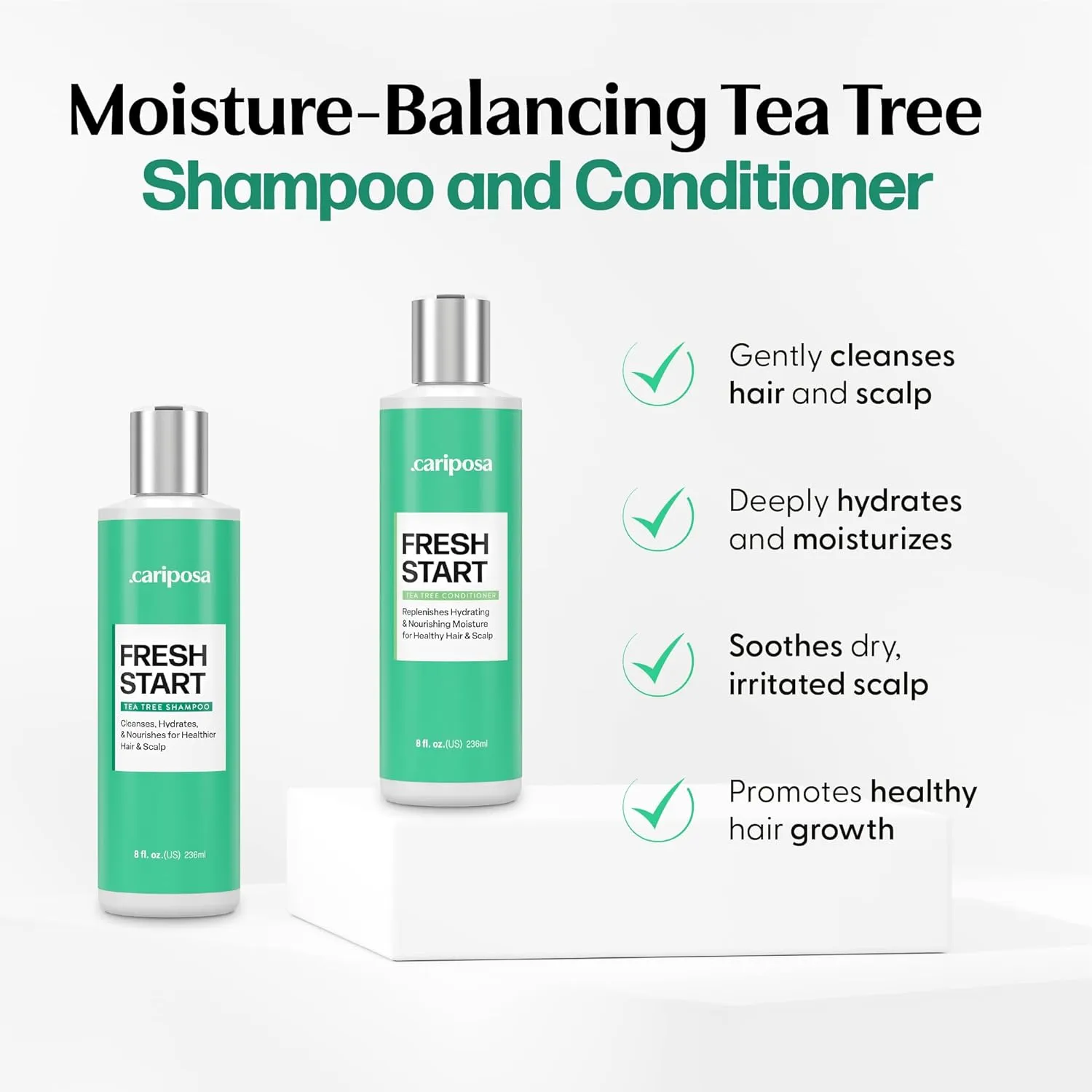 Tea Tree Shampoo and Conditioner Set - Paraben & Sulfate Free Dandruff Shampoo for Women & Anti Dandruff Conditioner for Flake Free Hair & Scalp - Promotes Hair Growth & Healthy Scalp