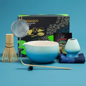 TEANAGOO Matcha Whisk Set Blue,Ceremony Matcha Set,Matcha Kit Grident Blue,Matcha Tea Set for Making Breakfast/Latte,Matcha Whisk Set and Bowl with All Accessories,Gift for Matcha Lover