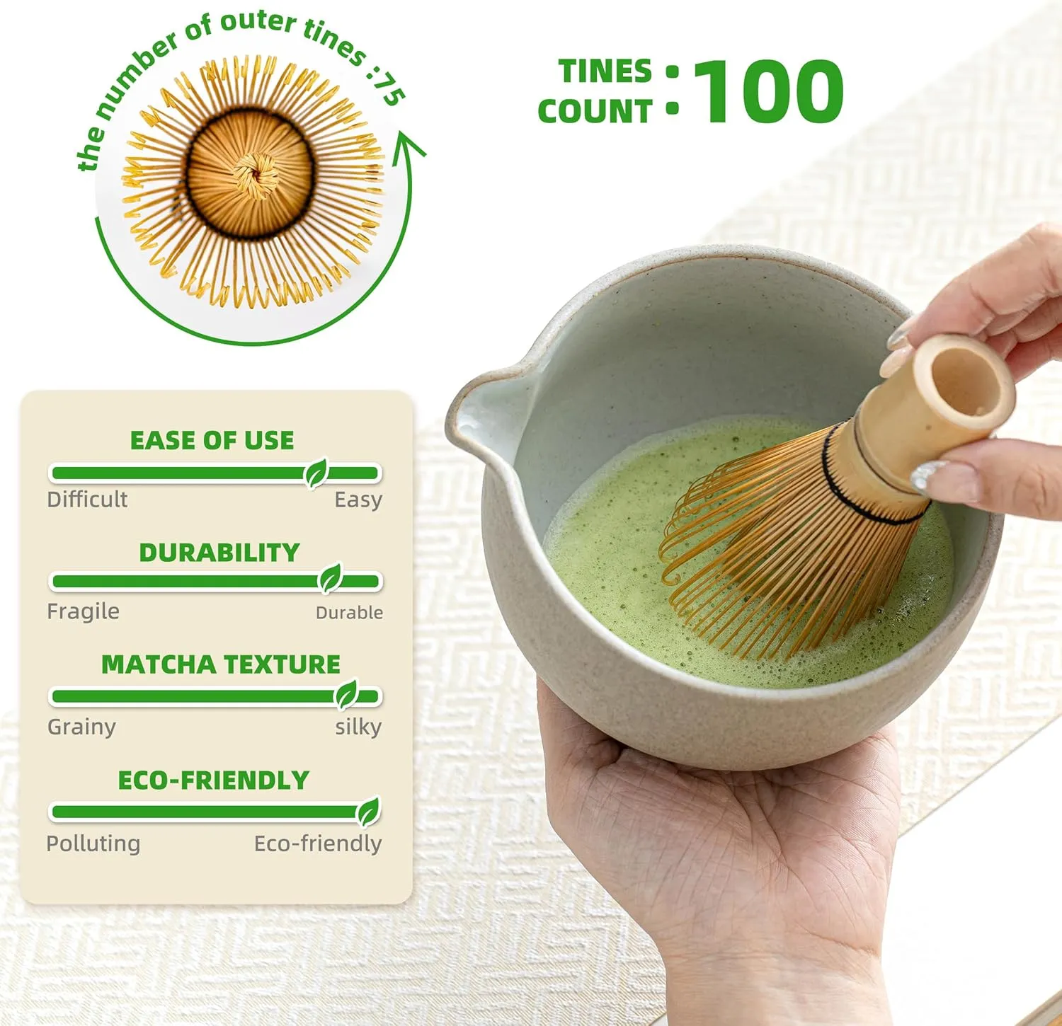 TEANAGOO Matcha Whisk Set,7 Pcs Matcha Set,Matcha Kit for Ceremony,Matcha Tea Set for Making Breakfast/Latte,Matcha Whisk Set and Bowl with All Accessories,Gift for Matcha Lover/Friend/Family