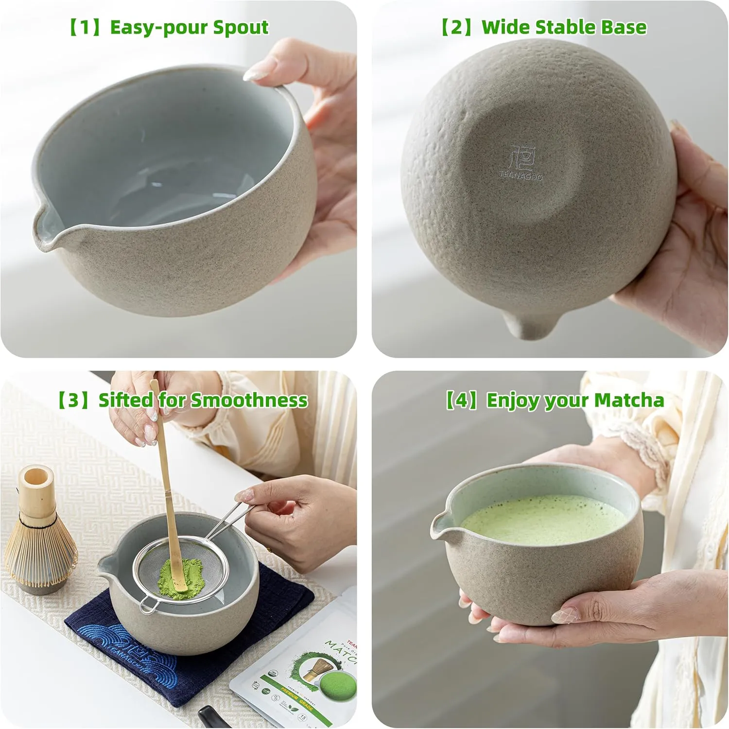 TEANAGOO Matcha Whisk Set,7 Pcs Matcha Set,Matcha Kit for Ceremony,Matcha Tea Set for Making Breakfast/Latte,Matcha Whisk Set and Bowl with All Accessories,Gift for Matcha Lover/Friend/Family