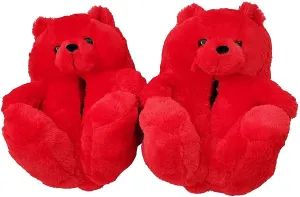 Teddy Bear Slippers, Christmas Cute Winter Warm Fluffy Fuzzy Soft Cute Animal Slippers Women House Indoor Cartoon Women Girls