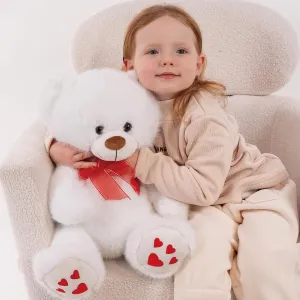 Teddy Bear Stuffed Animal, 15 inch Stuffed Teddy Bear with red Heart, White Teddy Bear Valentines Gifts for Girl, Girlfriend, Women, Boyfriend on Valentine's Day, Mother's Day