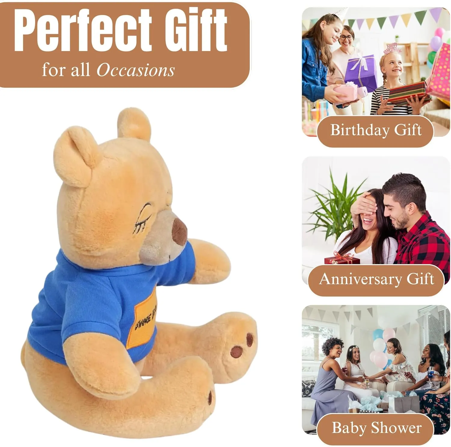 Teddy Bear Stuffed Animal - Soft Stuffed Bear Plush - 10.23” Teddy Bear for Baby & Adults – Cute Stuffed Animal Plush Toy for Every Event & Also for Insomnia Relief, Emotional Wellness