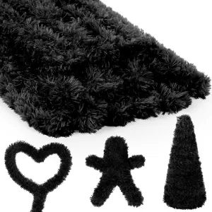 Teenyyou 24 Pcs 30mm x 39.37 Inch Extra Thick Jumbo Pipe Cleaners Bulk Giant Fur Fluffy Pipe Cleaners Chenille Stems Craft Supplies for St. Patrick Easter Gifts DIY Project(Black)