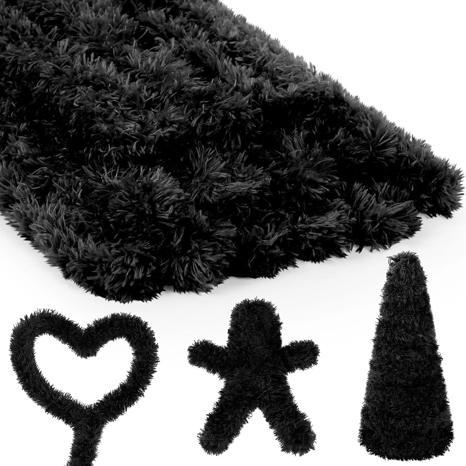 Teenyyou 24 Pcs 30mm x 39.37 Inch Extra Thick Jumbo Pipe Cleaners Bulk Giant Fur Fluffy Pipe Cleaners Chenille Stems Craft Supplies for St. Patrick Easter Gifts DIY Project(Black)
